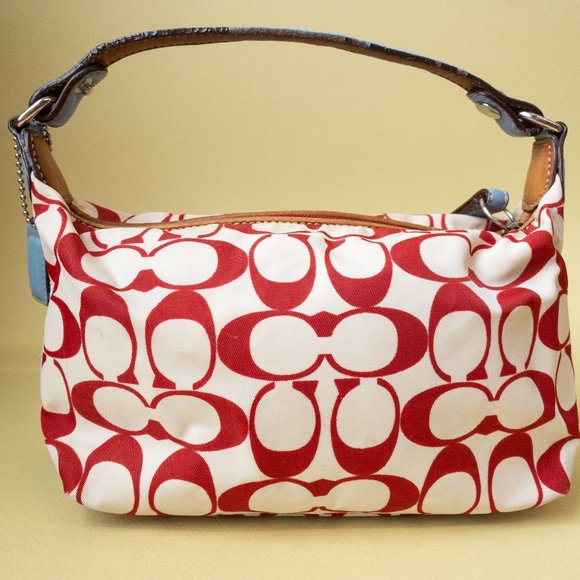 COACH VTG 2000’s Coach Mini Handbag Cream & Red C - Picture 8 of 10